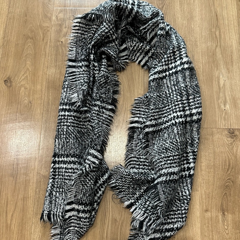 Express Black and White Plaid Scarf
